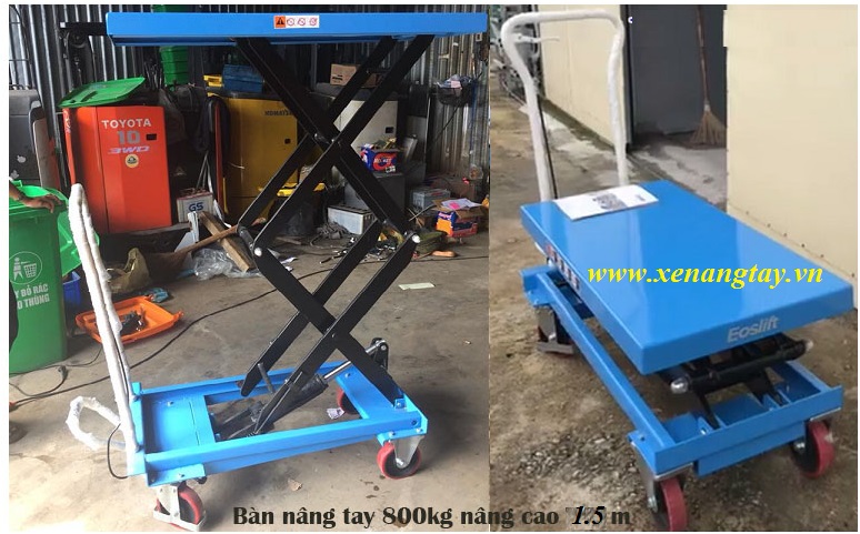 Xe nâng mặt bàn 800kg nâng cao 1m5 Eoslift- Germany