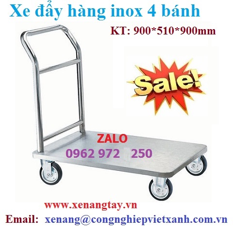 Xe đẩy hàng inox 4 bánh